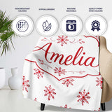 Minimal Red Snowflake Winter Holiday Seamless Pattern Lovely  Personalised Custom Name Super Soft Fleece Blanket Bed Sofa Throw