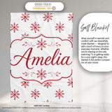 Minimal Red Snowflake Winter Holiday Seamless Pattern Lovely  Personalised Custom Name Super Soft Fleece Blanket Bed Sofa Throw