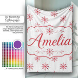 Minimal Red Snowflake Winter Holiday Seamless Pattern Lovely  Personalised Custom Name Super Soft Fleece Blanket Bed Sofa Throw