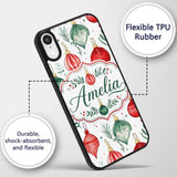 Watercolor Christmas Baubles Ornaments Festive Custom Name Protective Phone Case Mobile Cover Durable Everyday Smartphone Shock Resistant