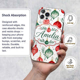 Watercolor Christmas Baubles Ornaments Festive Custom Name Protective Phone Case Mobile Cover Durable Everyday Smartphone Shock Resistant