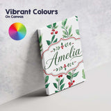 Personalised Name Watercolor Winter Berry Custom  Unique Gift Idea Elegant Feature Canvas Wall Art Print Decor Picture Ready to Hang