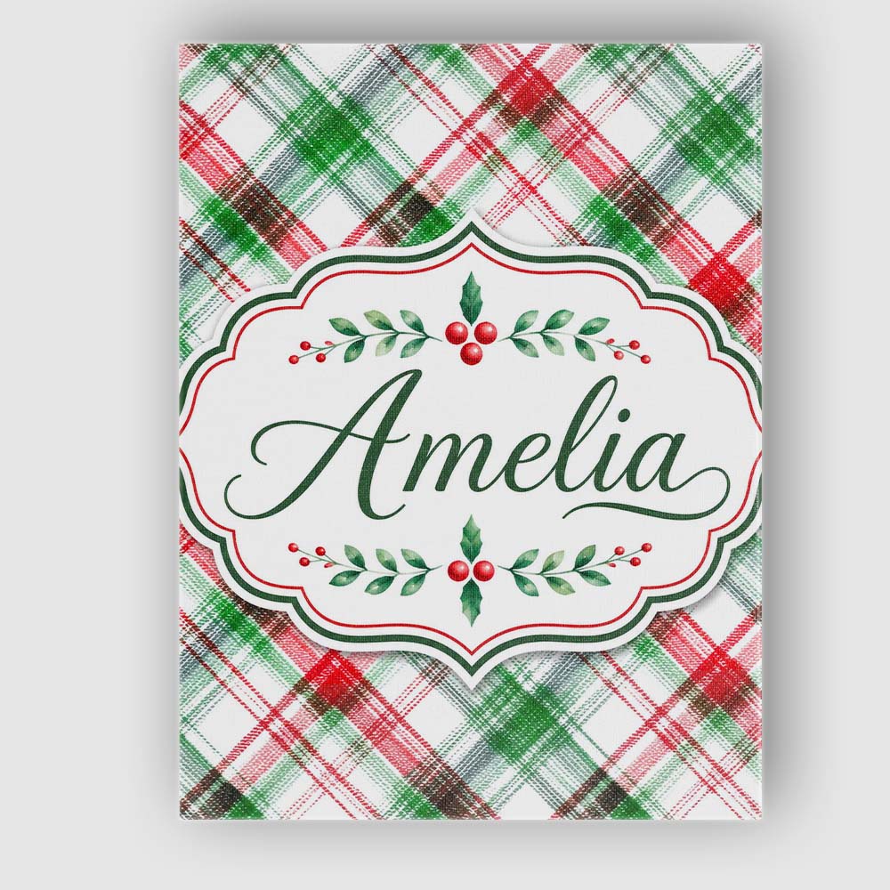 Personalised Name Watercolor Red Green Custom  Modern Room Accent Elegant Feature Canvas Wall Art Print Decor Picture Ready to Hang