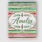 Personalised Name Watercolor Red Green Custom  Modern Room Accent Elegant Feature Canvas Wall Art Print Decor Picture Ready to Hang