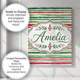 Personalised Name Watercolor Red Green Custom  Modern Room Accent Elegant Feature Canvas Wall Art Print Decor Picture Ready to Hang