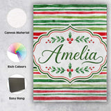 Personalised Name Watercolor Red Green Custom  Modern Room Accent Elegant Feature Canvas Wall Art Print Decor Picture Ready to Hang