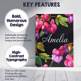 Personalised Name Vibrant Pink Bleeding Heart Flowers Dark Background Custom Home Unique Canvas Wall Art Print Decor Picture Ready to Hang