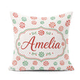 Custom Name Watercolor Candy Red Green Holiday Seamless Pattern Square Filled Cushion Throw Pillow Sofa Bed Home Decor Zip Washable UK Made