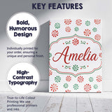 Personalised Name Watercolor Peppermint Custom  Modern Room Accent Elegant Feature Canvas Wall Art Print Decor Picture Ready to Hang