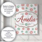 Personalised Name Watercolor Peppermint Custom  Modern Room Accent Elegant Feature Canvas Wall Art Print Decor Picture Ready to Hang