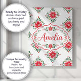 Personalised Name Watercolor Poinsettia Custom  Modern Room Accent Elegant Feature Canvas Wall Art Print Decor Picture Ready to Hang