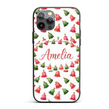 Watercolor Christmas Bells Red Green Festive Custom Name Protective Phone Case Mobile Cover Durable Everyday Smartphone Shock Resistant