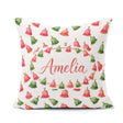 Custom Name Watercolor Christmas Bells Red Green Festive Pattern Square Filled Cushion Throw Pillow Sofa Bed Home Decor Zip Washable UK Made
