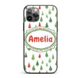 Watercolor Mini Christmas Trees Red Green Holiday Custom Name Protective Phone Case Mobile Cover Durable Everyday Smartphone Shock Resistant