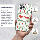 Watercolor Mini Christmas Trees Red Green Holiday Custom Name Protective Phone Case Mobile Cover Durable Everyday Smartphone Shock Resistant