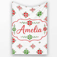 Watercolor Scandinavian Folk Floral Red Green Seamless Pattern  Personalised Custom Name Super Soft Fleece Blanket Bed Sofa Throw