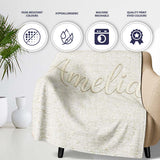 Neutral Linen Texture Subtle Effect Seamless Pattern Lovely  Personalised Custom Name Super Soft Fleece Blanket Bed Sofa Throw