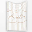 Minimal Beige Vertical Pinstripe Elegant Seamless Pattern Lovely  Personalised Custom Name Super Soft Fleece Blanket Bed Sofa Throw