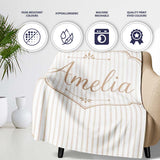Minimal Beige Vertical Pinstripe Elegant Seamless Pattern Lovely  Personalised Custom Name Super Soft Fleece Blanket Bed Sofa Throw