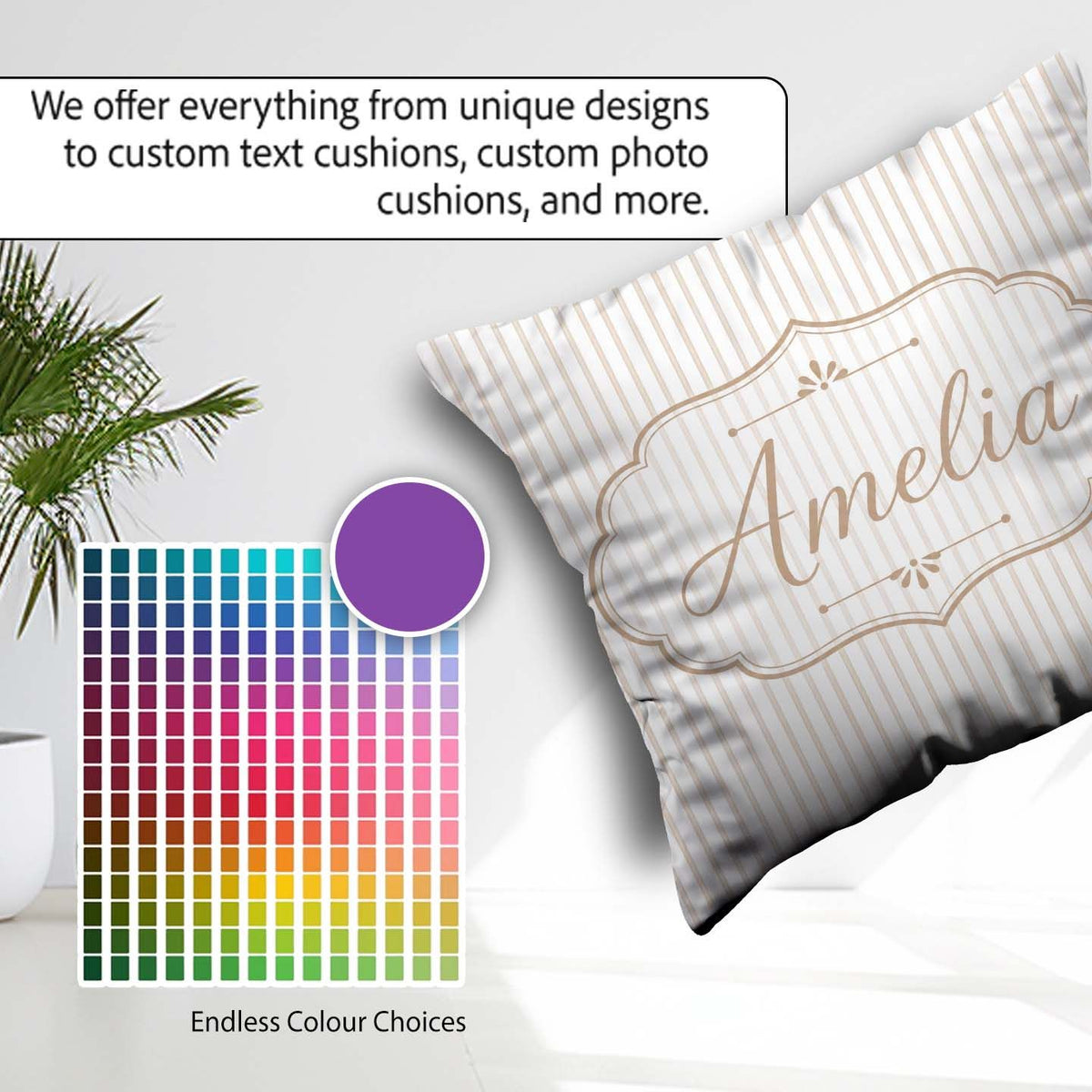Custom Name Minimal Vertical Pinstripe Elegant Seamless Pattern Square Filled Cushion Throw Pillow Sofa Bed Home Decor Zip Washable UK Made