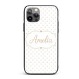 Tiny Beige Heart Polka Dot Minimal Printed Design Custom Name Protective Phone Case Mobile Cover Durable Everyday Smartphone Shock Resistant