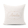 Custom Name Tiny Beige Heart Polka Dot Minimal Seamless Pattern Square Filled Cushion Throw Pillow Sofa Bed Home Decor Zip Washable UK Made
