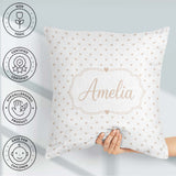 Custom Name Tiny Beige Heart Polka Dot Minimal Seamless Pattern Square Filled Cushion Throw Pillow Sofa Bed Home Decor Zip Washable UK Made