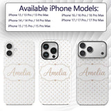 Tiny Beige Heart Polka Dot Minimal Printed Design Custom Name Protective Phone Case Mobile Cover Durable Everyday Smartphone Shock Resistant