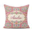 Custom Name Ornate Pink Gold Baroque Floral Tile Pattern Lovely Square Filled Cushion Throw Pillow Sofa Bed Home Decor Zip Washable UK Made