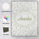 Personalised Name Delicate White Floral Custom  Modern Room Accent Elegant Feature Canvas Wall Art Print Decor Picture Ready to Hang