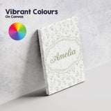 Personalised Name Delicate White Floral Custom  Modern Room Accent Elegant Feature Canvas Wall Art Print Decor Picture Ready to Hang