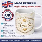 Personalized Custom Name Luxurious White Marble with Gold Veins Seamless Pattern Lovely 11oz Ceramic Coffee Tea Mug White Large Handle