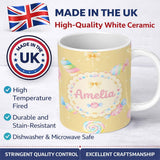 Personalized Custom Name Pastel Candy Sweet Treats Seamless Pattern Thoughtful Gift Idea 11oz Ceramic Coffee Tea Mug White Large Handle