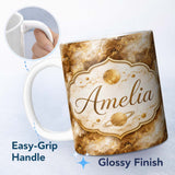 Personalized Custom Name White Gold Marble Texture Seamless Pattern Luxury Stone Lovely 11oz Ceramic Coffee Tea Mug White Large Handle