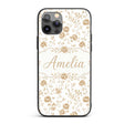Vintage Beige Floral Botanical Elegant Seamless Custom Name Protective Phone Case Mobile Cover Durable Everyday Smartphone Shock Resistant