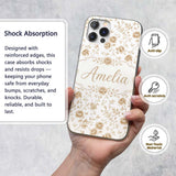 Vintage Beige Floral Botanical Elegant Seamless Custom Name Protective Phone Case Mobile Cover Durable Everyday Smartphone Shock Resistant