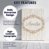Personalised Name Rustic Whitewashed Wooden Custom  Bespoke Interior Contemporary Canvas Wall Art Print Decor Picture Ready to Hang