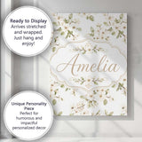 Personalised Name Soft White Blossom Floral Custom  Bespoke Interior Contemporary Canvas Wall Art Print Decor Picture Ready to Hang