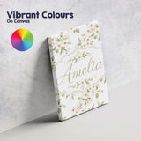 Personalised Name Soft White Blossom Floral Custom  Bespoke Interior Contemporary Canvas Wall Art Print Decor Picture Ready to Hang