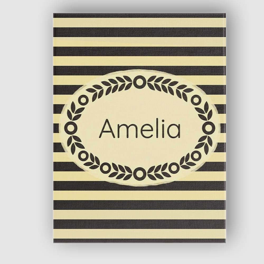 Personalised Name Bold Black and Yellow Custom  Modern Room Accent Elegant Feature Canvas Wall Art Print Decor Picture Ready to Hang