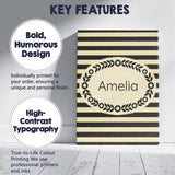 Personalised Name Bold Black and Yellow Custom  Modern Room Accent Elegant Feature Canvas Wall Art Print Decor Picture Ready to Hang
