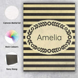 Personalised Name Bold Black and Yellow Custom  Modern Room Accent Elegant Feature Canvas Wall Art Print Decor Picture Ready to Hang