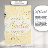 Cute Bumble Bee Flying Trail Minimal Seamless Pattern Lovely  Personalised Custom Name Super Soft Fleece Blanket Bed Sofa Throw
