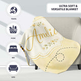 Cute Bumble Bee Flying Trail Minimal Seamless Pattern Lovely  Personalised Custom Name Super Soft Fleece Blanket Bed Sofa Throw