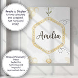 Personalised Name Soft Honey Bee and Daisy Custom  Unique Gift Idea Elegant Feature Canvas Wall Art Print Decor Picture Ready to Hang