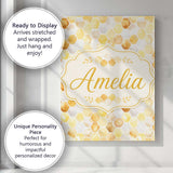 Personalised Name Watercolor Honeycomb Custom  Modern Room Accent Elegant Feature Canvas Wall Art Print Decor Picture Ready to Hang