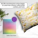 Custom Name Watercolor Honeycomb Hexagon Sweet Seamless Pattern Square Filled Cushion Throw Pillow Sofa Bed Home Decor Zip Washable UK Made