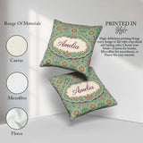 Custom Name Teal Pink Mandala Floral Pattern Decorative Symmetry Square Filled Cushion Throw Pillow Sofa Bed Home Decor Zip Washable UK Made