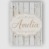 Personalised Name Weathered White Wooden Custom  Unique Gift Idea Elegant Feature Canvas Wall Art Print Decor Picture Ready to Hang