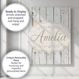 Personalised Name Weathered White Wooden Custom  Unique Gift Idea Elegant Feature Canvas Wall Art Print Decor Picture Ready to Hang